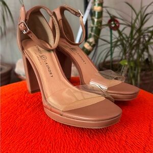 Chinese Laundry Brown and Clear Heeled Sandals